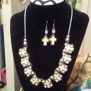 CROSS NECKLACE WITH EARRINGS SET
